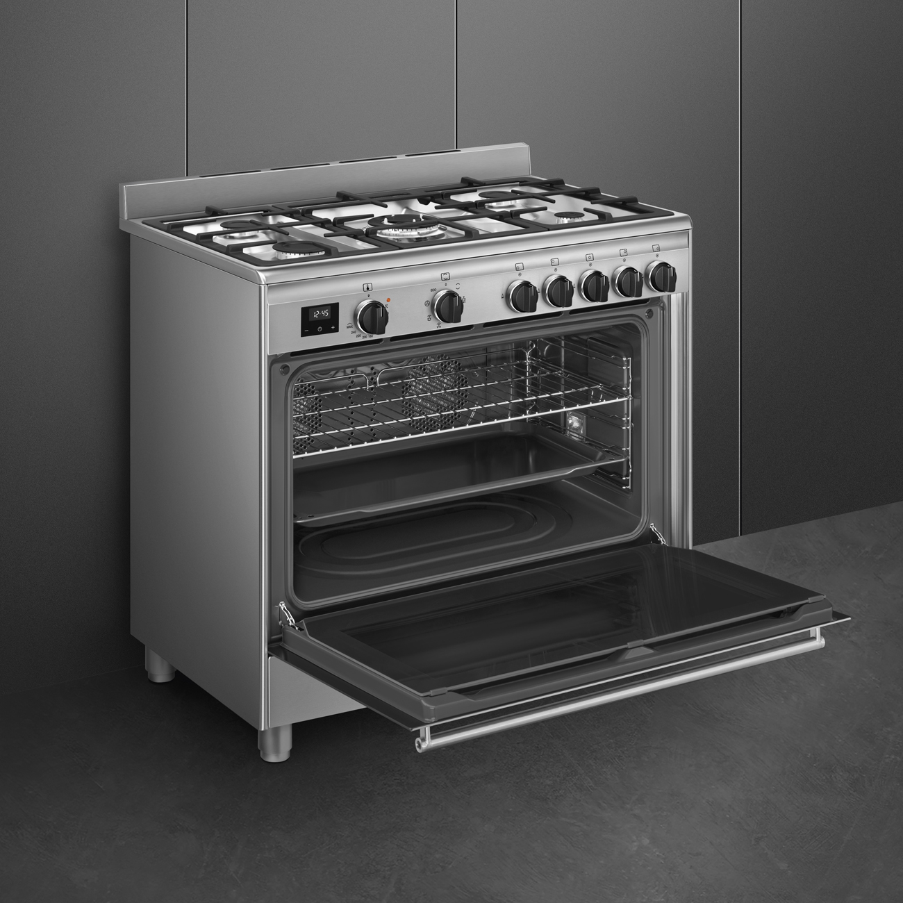 Smeg Stainless steel Cooker with Gas Hob_4