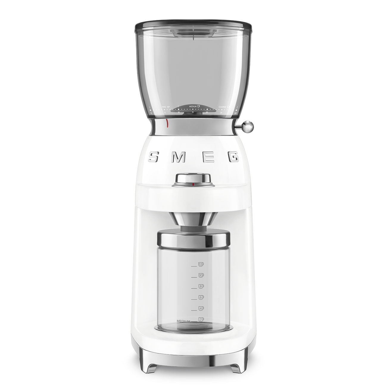 White Coffee Grinder featuring a conical burr - CGF11WHUK - Smeg_1