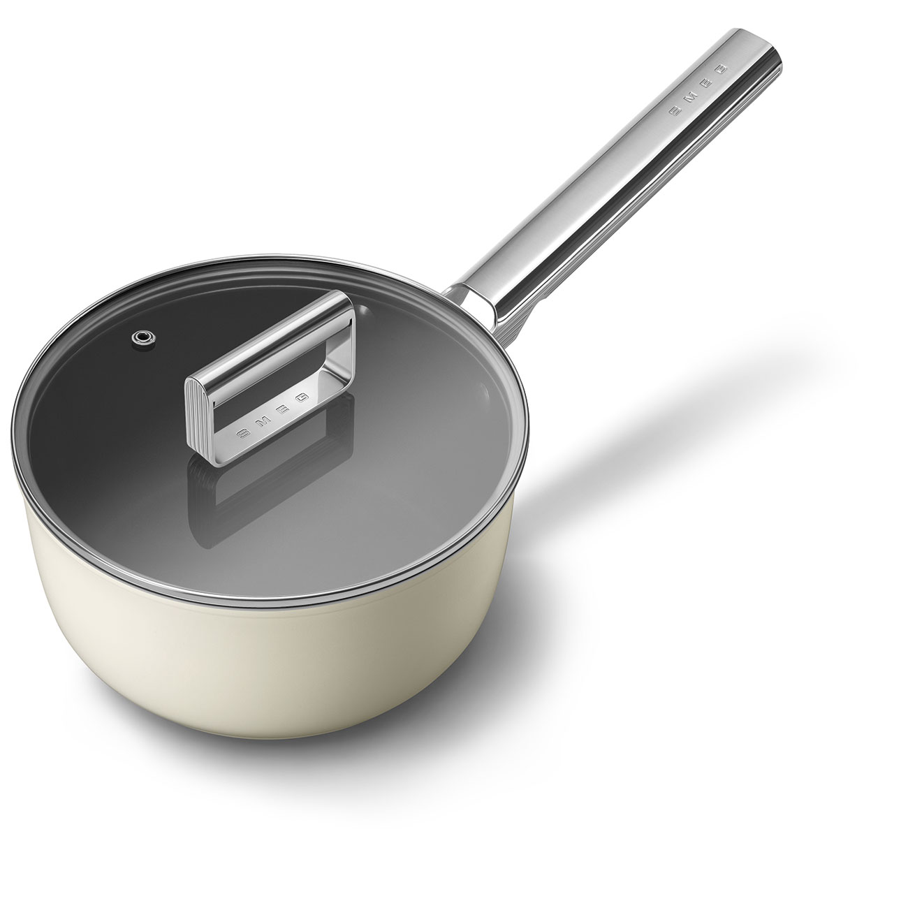 Smeg Cream Non-stick Saucepan with glass lid and stainless steel handle_2