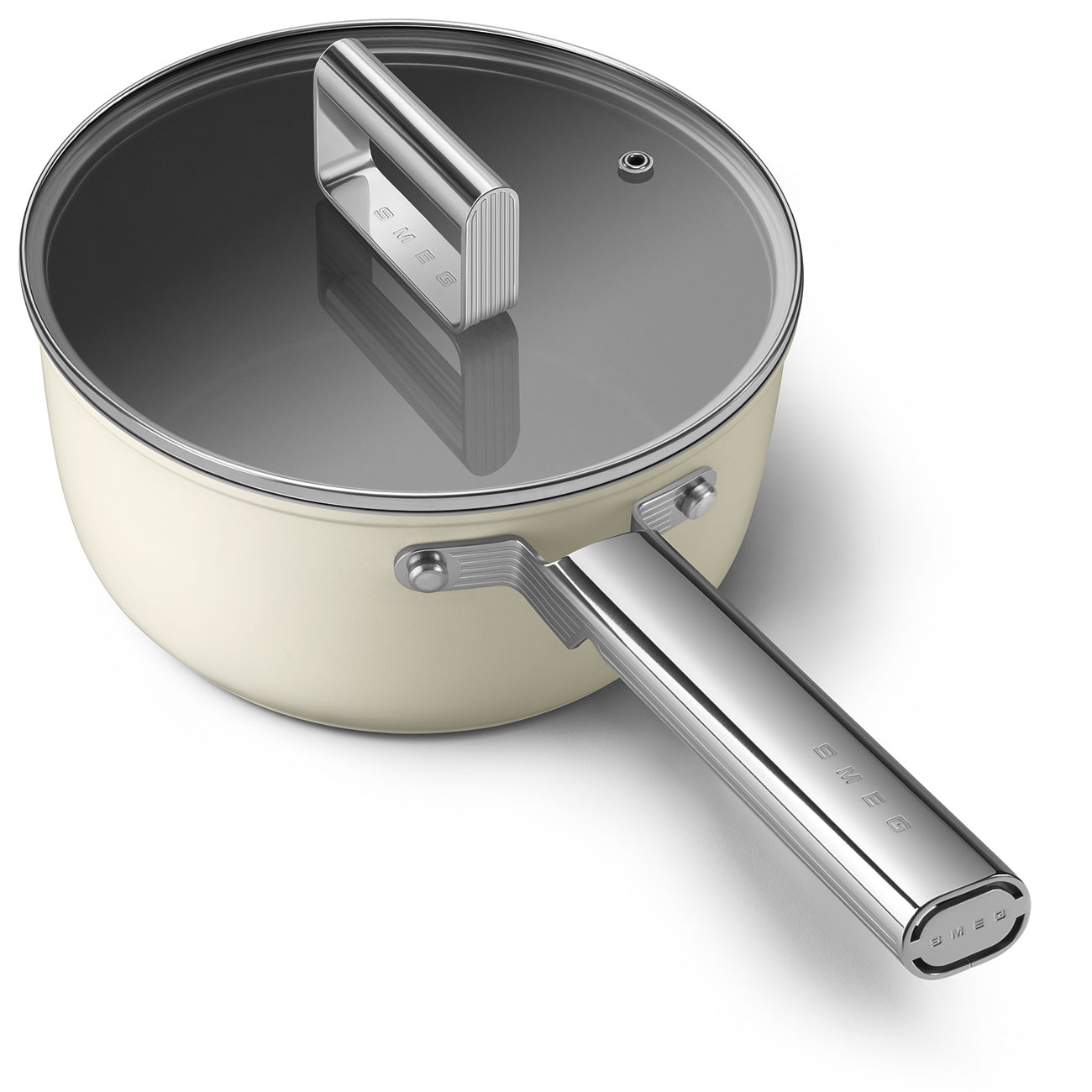 Smeg Cream Non-stick Saucepan with glass lid and stainless steel handle_8