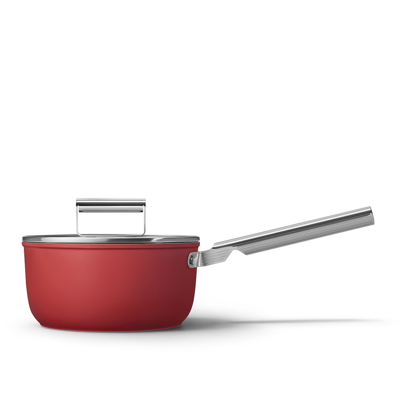 Smeg Red Non-stick Saucepan with glass lid and stainless steel handle_1
