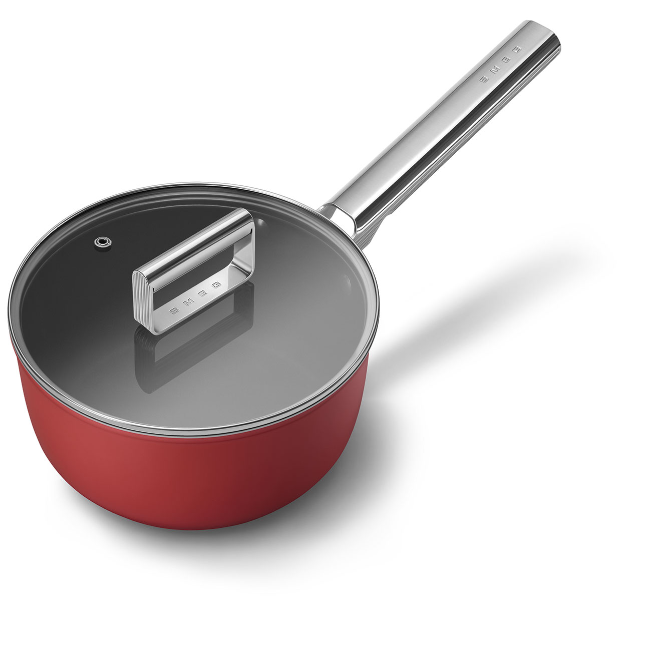 Smeg Red Non-stick Saucepan with glass lid and stainless steel handle_2