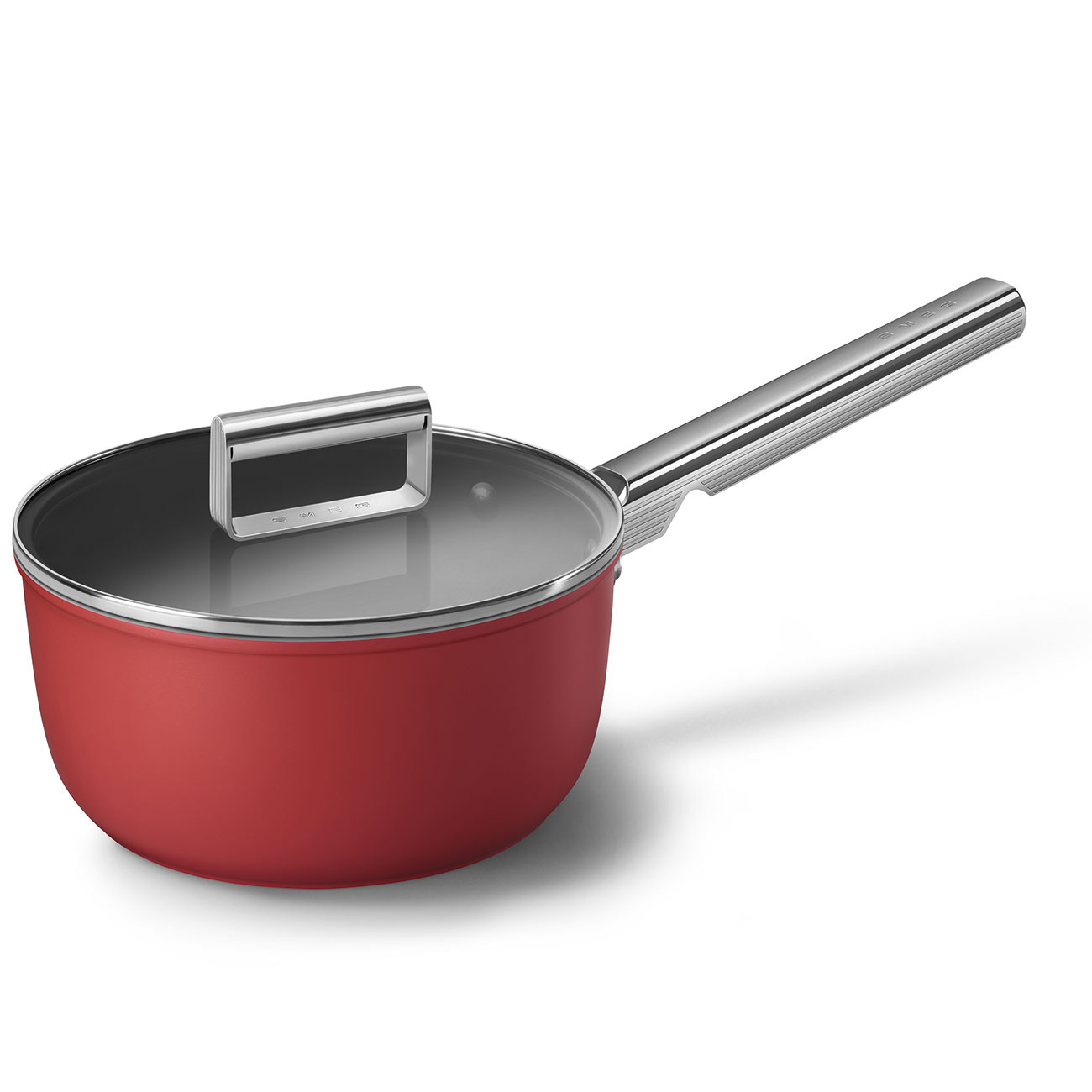 Smeg Red Non-stick Saucepan with glass lid and stainless steel handle_7