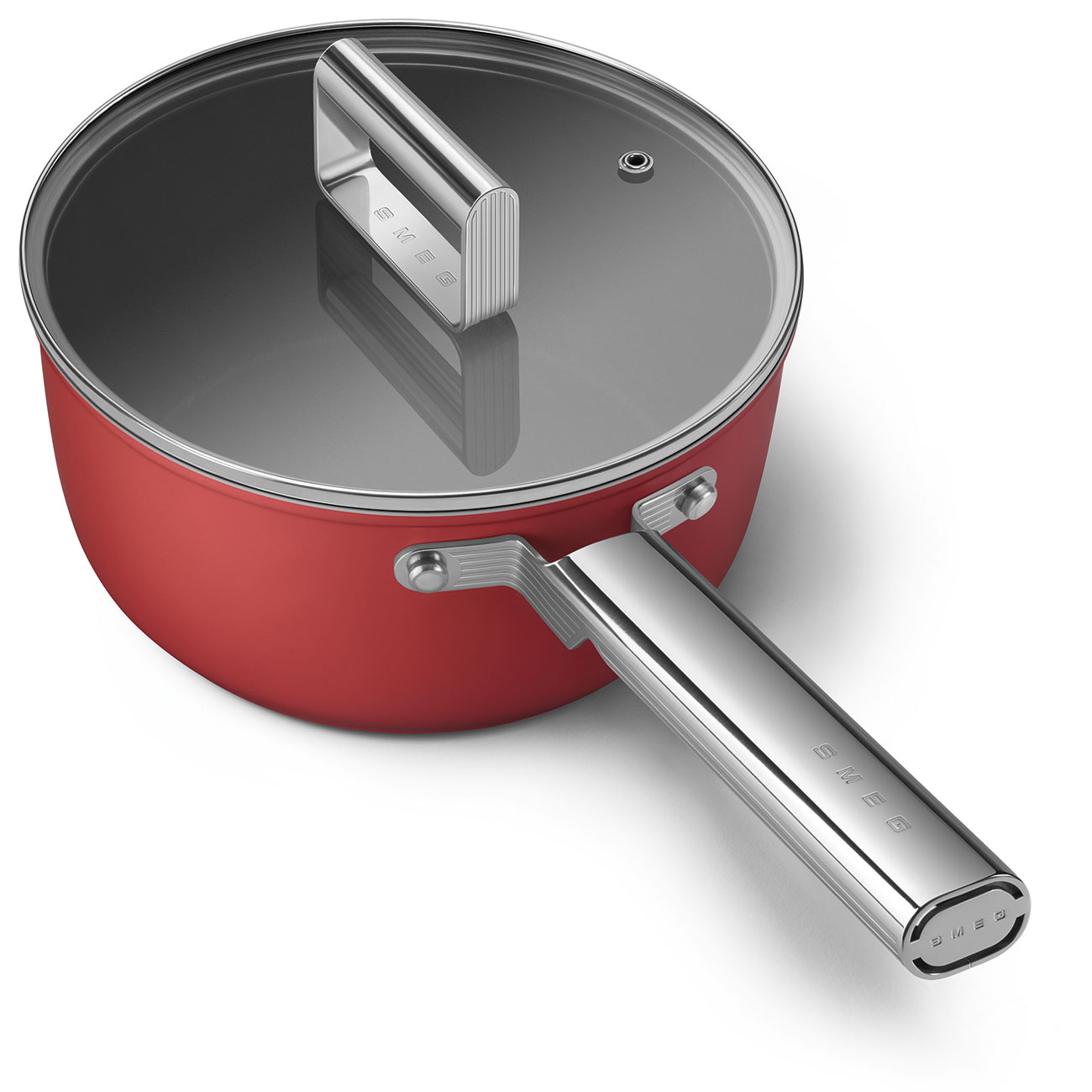 Smeg Red Non-stick Saucepan with glass lid and stainless steel handle_8
