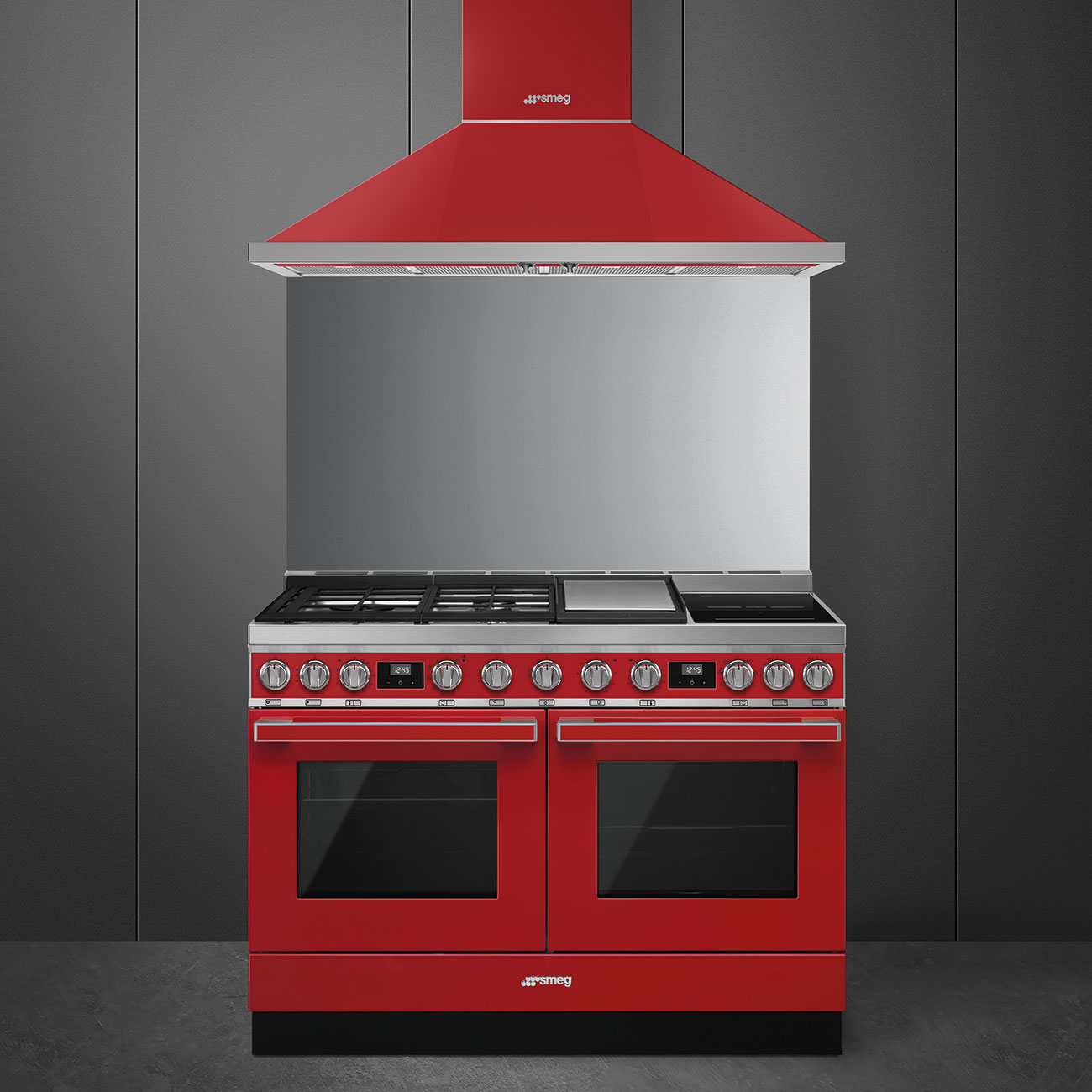 Smeg Red Cooker with Mixed Hob_2