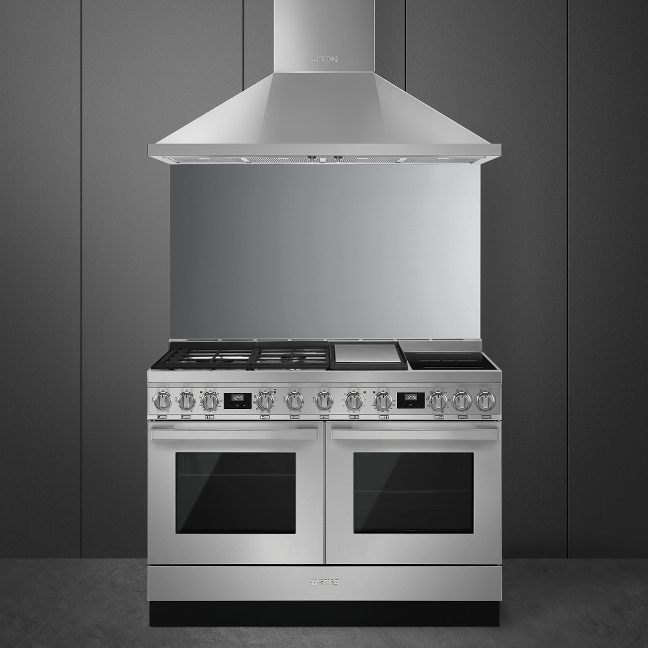 Smeg Stainless steel Cooker with Mixed Hob_2