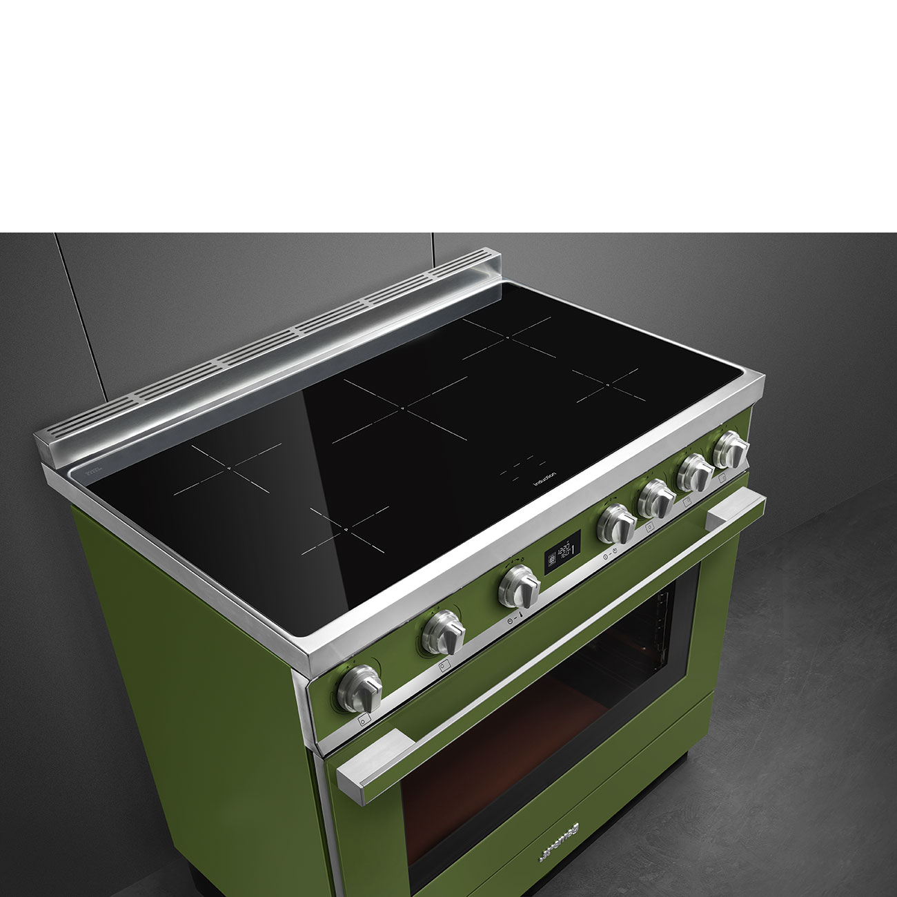 Smeg Olive green Cooker with Induction Hob_4