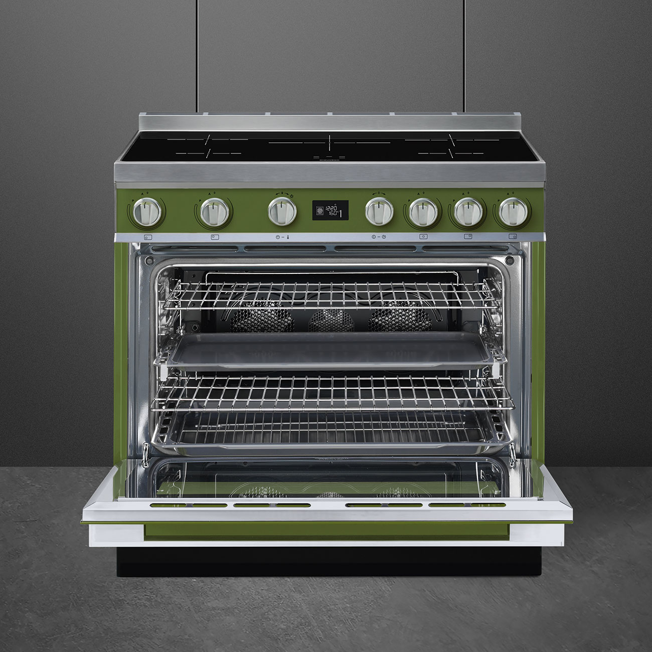 Smeg Olive green Cooker with Induction Hob_2
