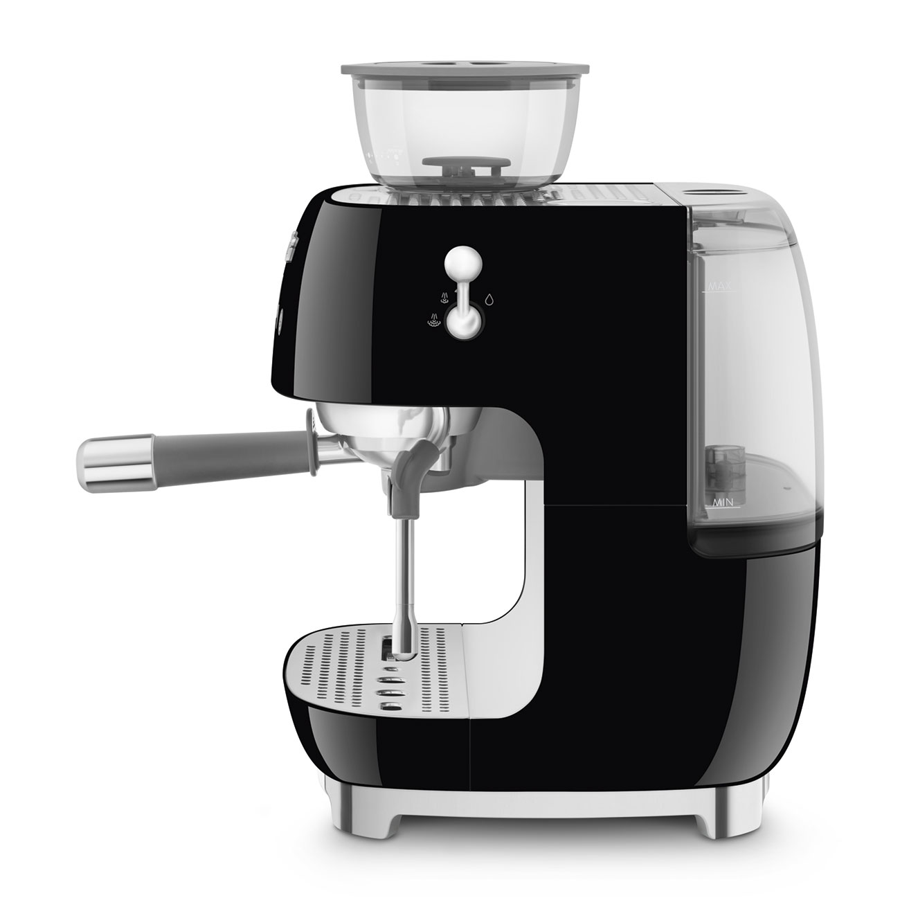 Black manual espresso coffee machine with built-in grinder_2
