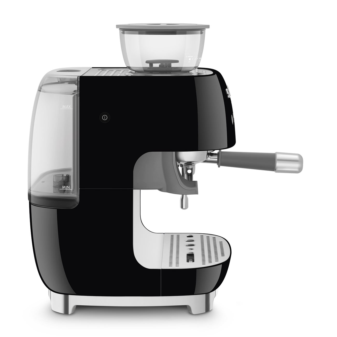 Black manual espresso coffee machine with built-in grinder_3