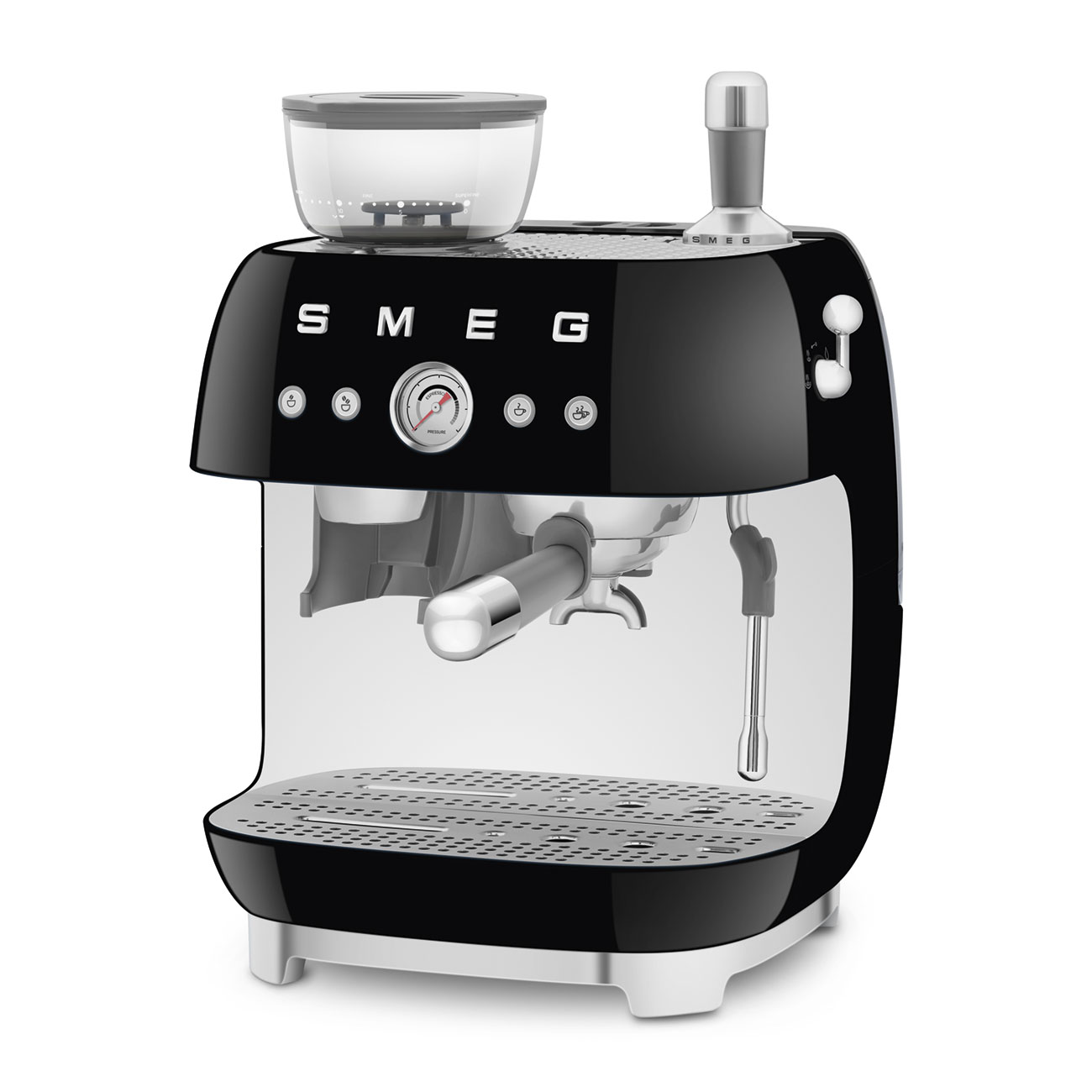 Black manual espresso coffee machine with built-in grinder_4