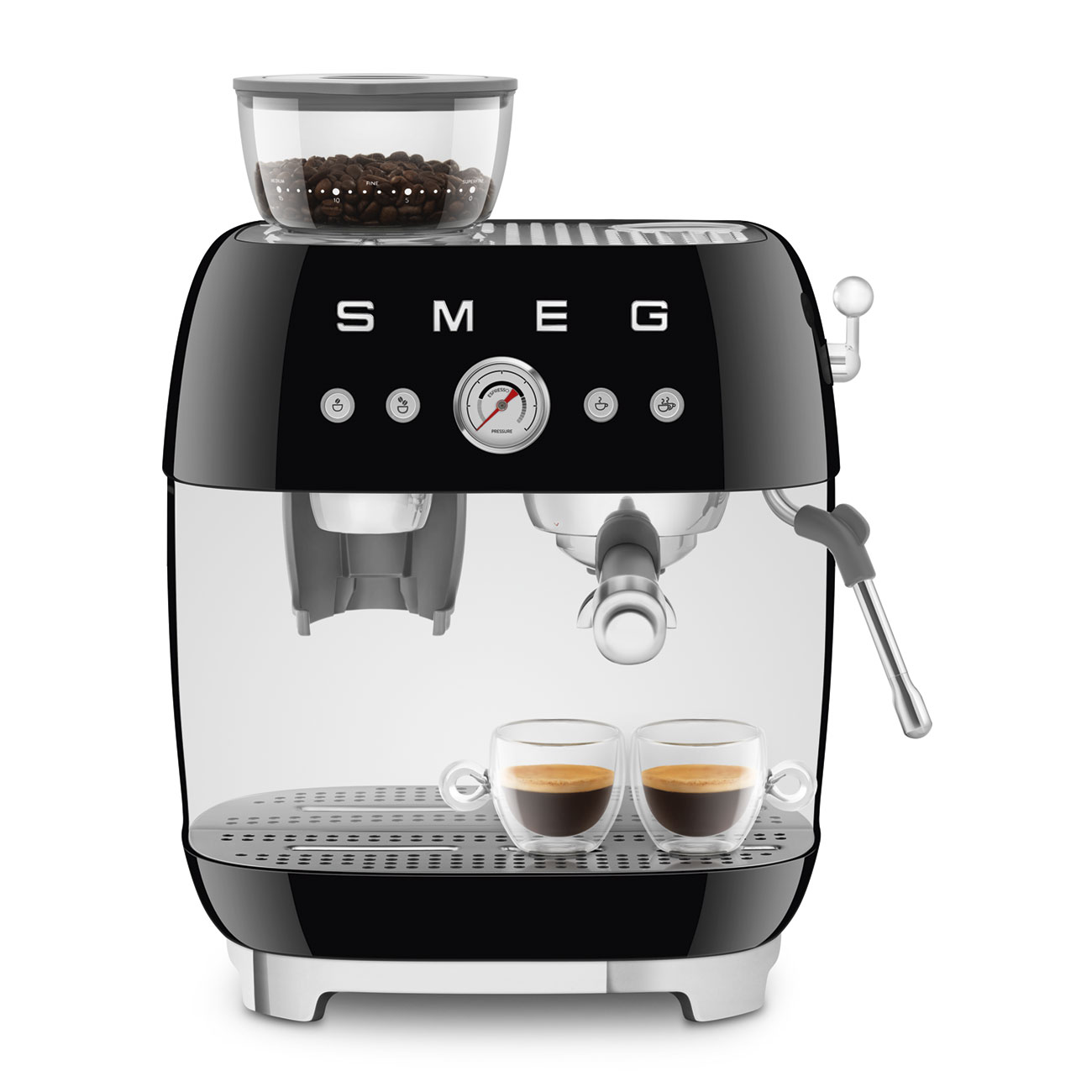 Black manual espresso coffee machine with built-in grinder_8