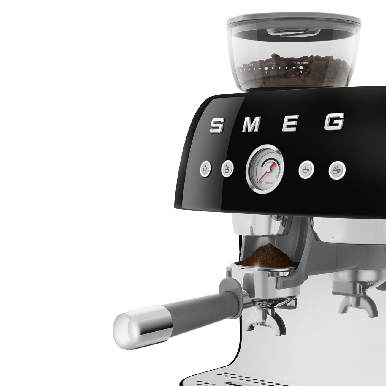 Smeg Black Espresso Manual Coffee Machine with Grinder_6