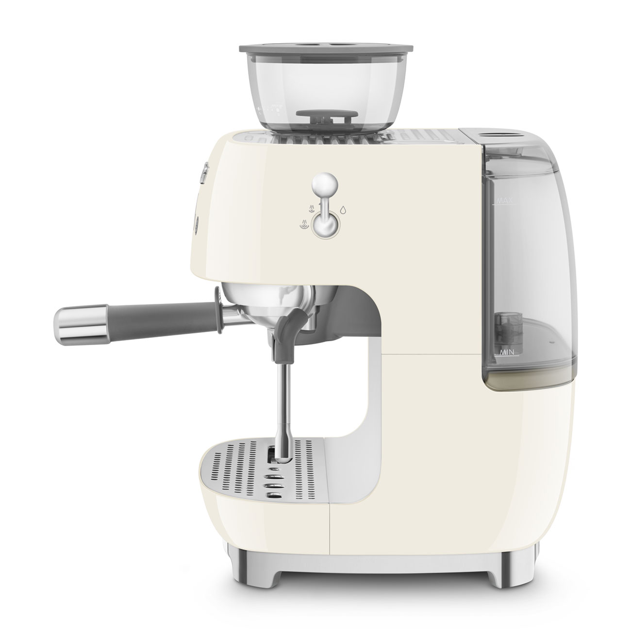 Cream manual espresso coffee machine with built-in grinder_2