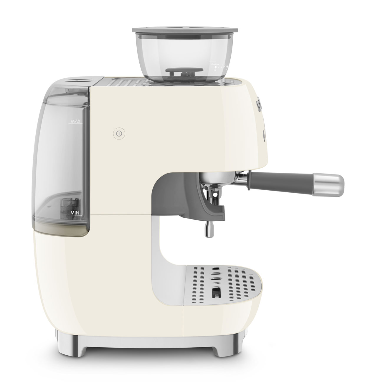 Cream manual espresso coffee machine with built-in grinder_3