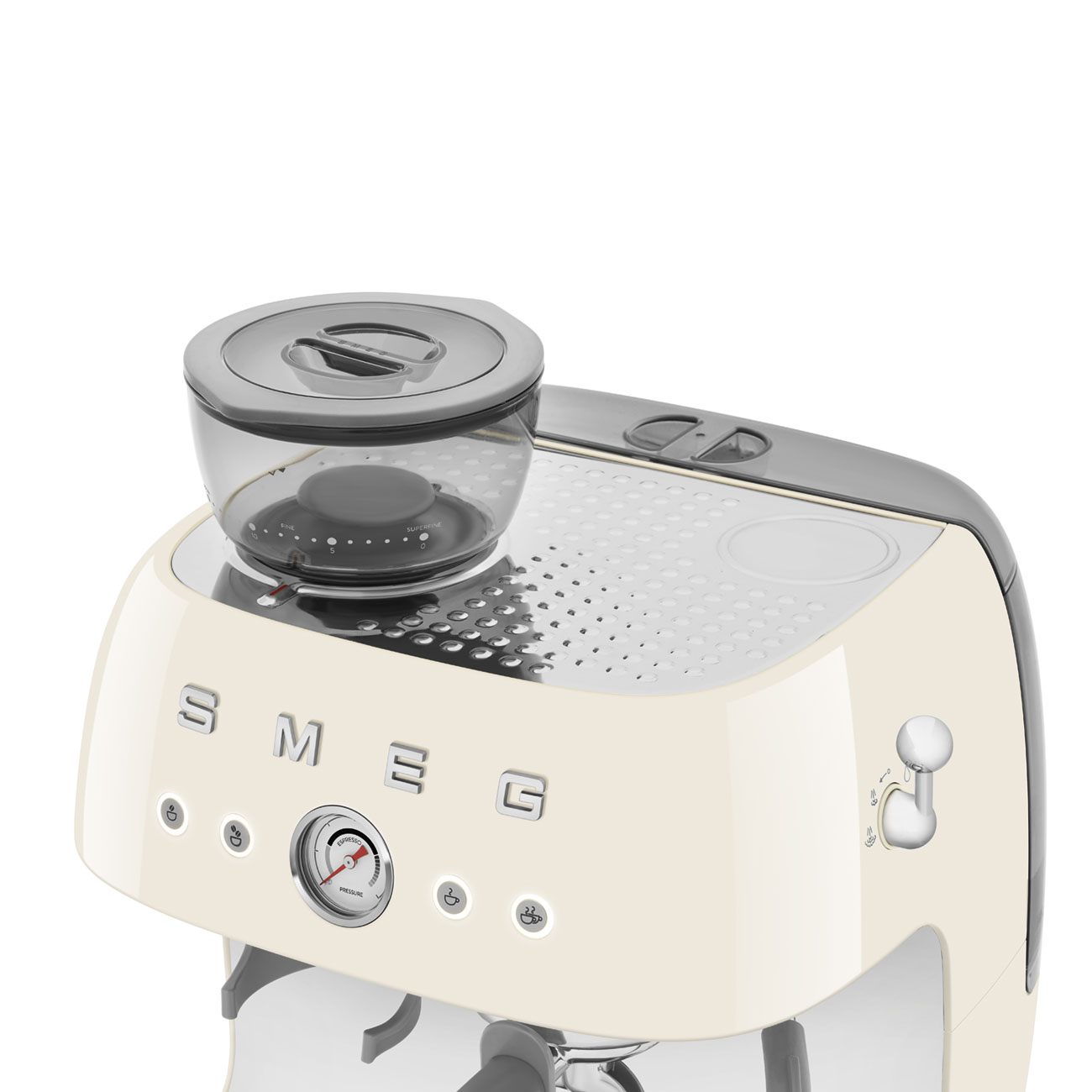 Cream manual espresso coffee machine with built-in grinder_7