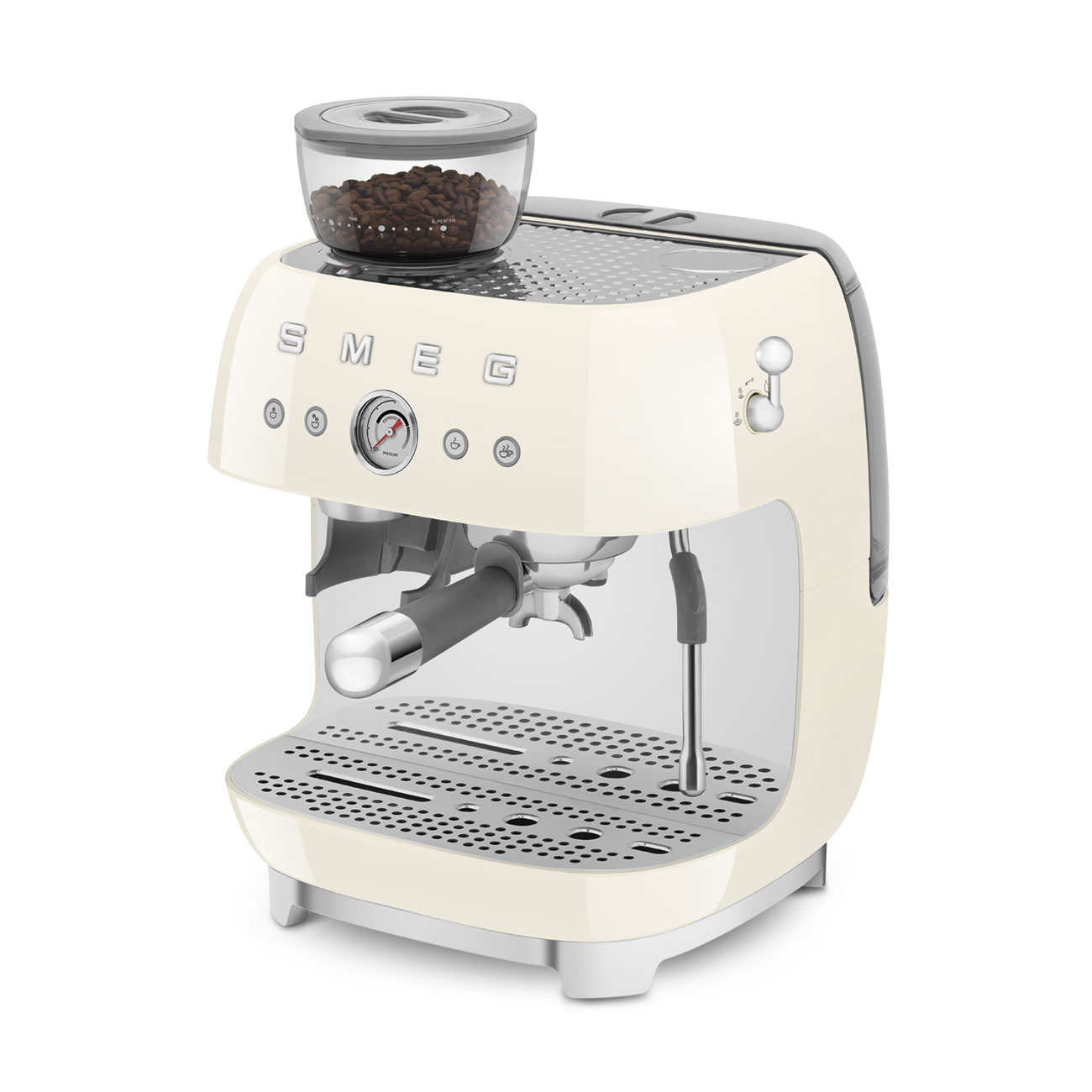 Cream manual espresso coffee machine with built-in grinder_9