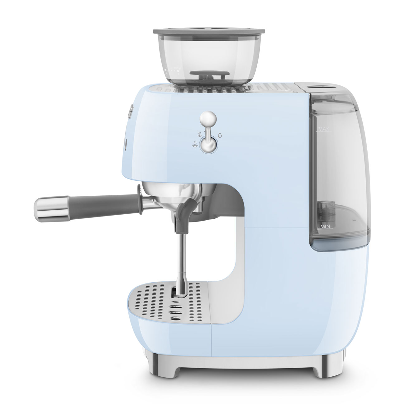 Pastel blue manual espresso coffee machine with built-in grinder_2