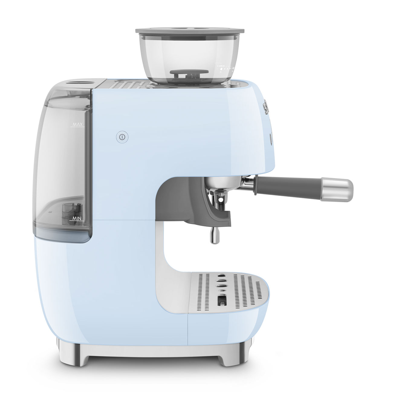 Pastel blue manual espresso coffee machine with built-in grinder_3
