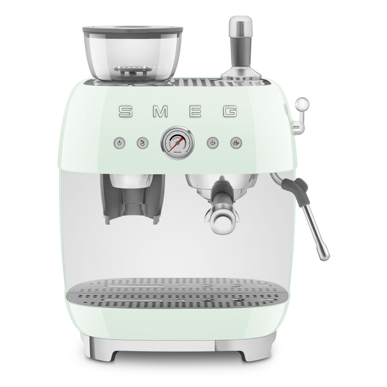 Pastel green manual espresso coffee machine with built-in grinder_1