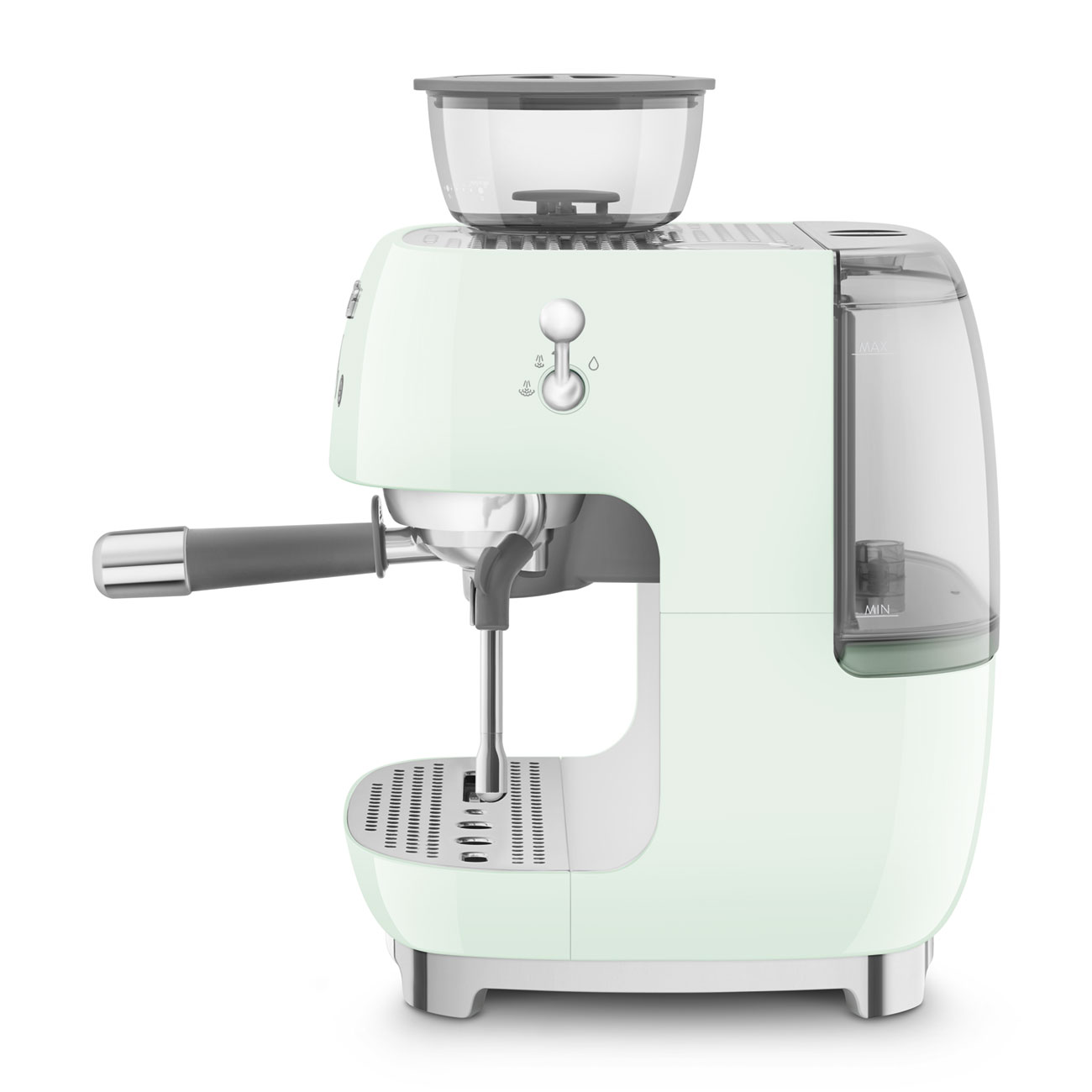 Pastel green manual espresso coffee machine with built-in grinder_2