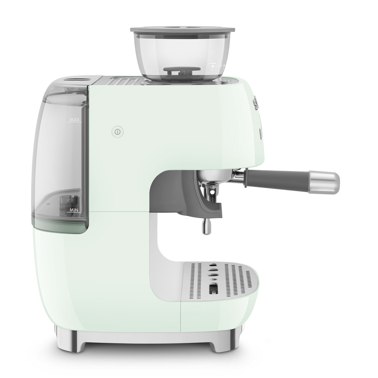 Pastel green manual espresso coffee machine with built-in grinder_3