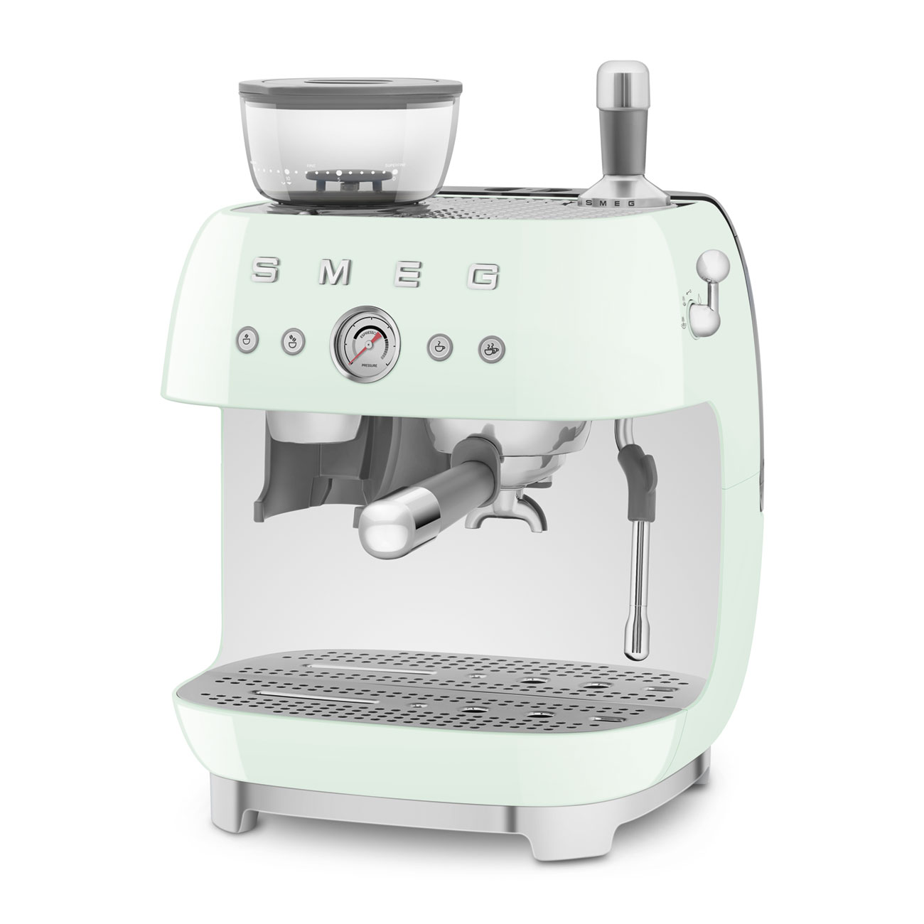Pastel green manual espresso coffee machine with built-in grinder_4