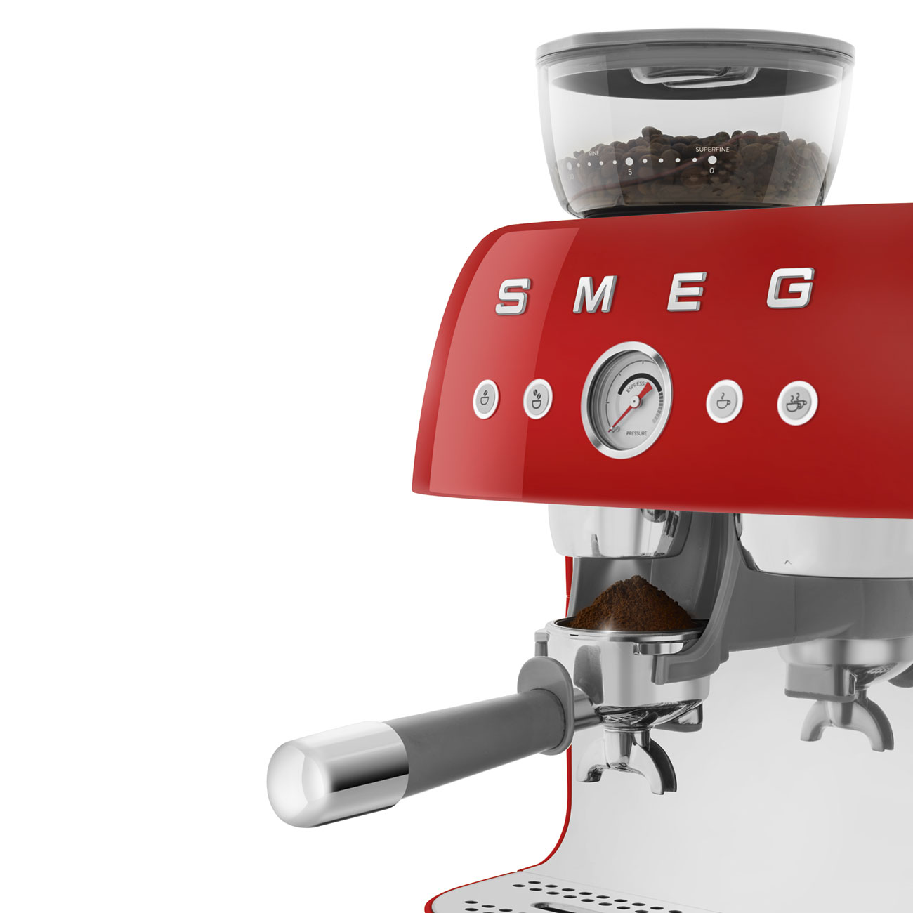 Smeg Rouge Machine à café expresso manuelle avec broyeur à grain intégré_6