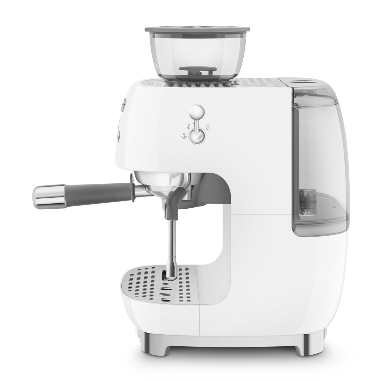 White manual espresso coffee machine with built-in grinder_2
