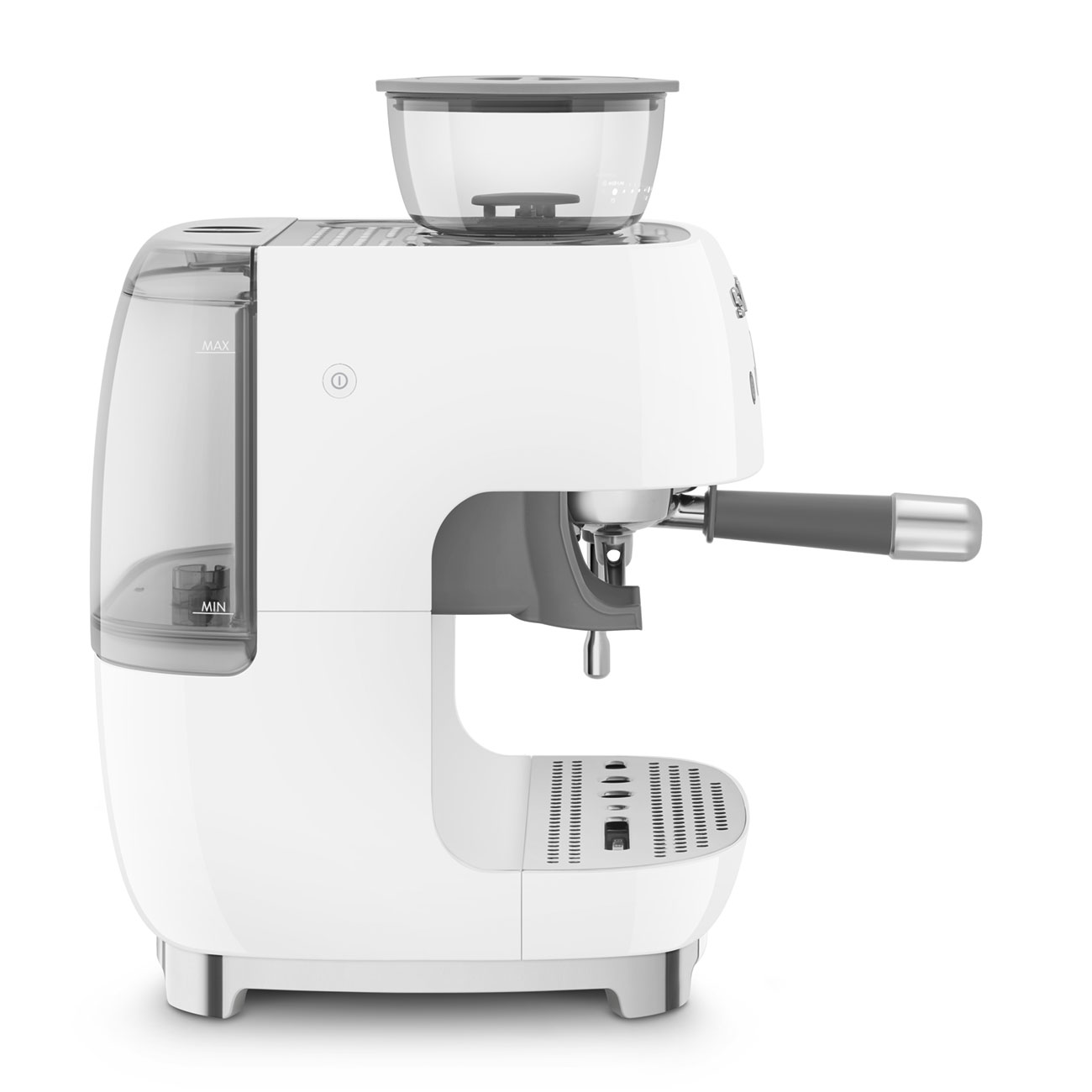 White manual espresso coffee machine with built-in grinder_3
