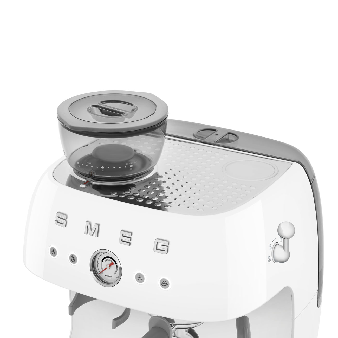 Smeg White Espresso Manual Coffee Machine with Grinder_7