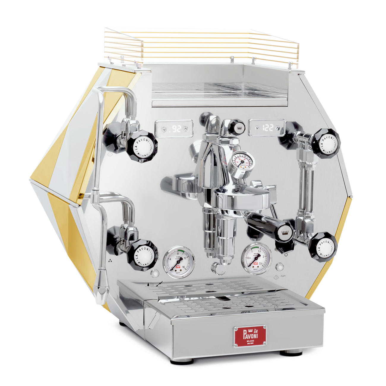 La Pavoni | Semiprofessionell kaffemaskin Rostfritt stål och guld - LPSDIG03EU_1