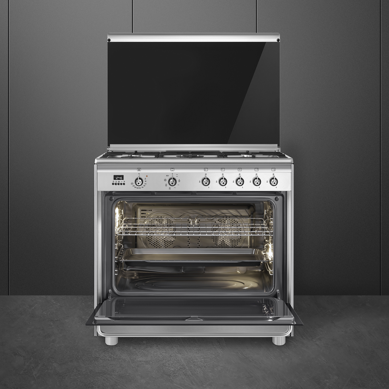 Smeg Stainless steel Cooker with Gas Hob_2