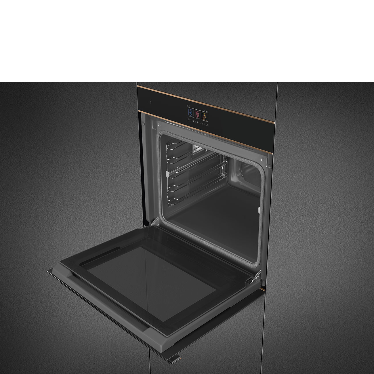 Black Traditional pyro Galileo Oven.  60cm. Built-in. Smeg_10