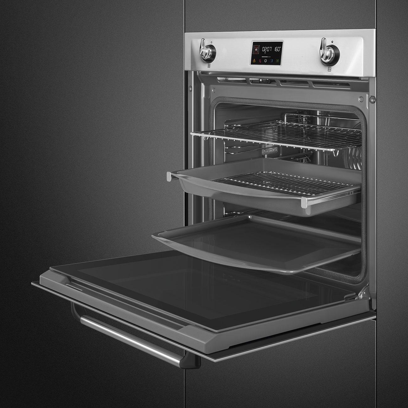Stainless steel SteamOne Galileo Oven.  60cm. Built-in. Smeg_4