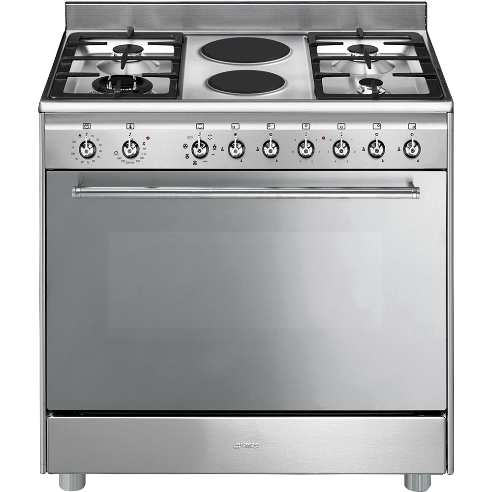 Smeg Stainless steel Cooker with Mixed Hob_1
