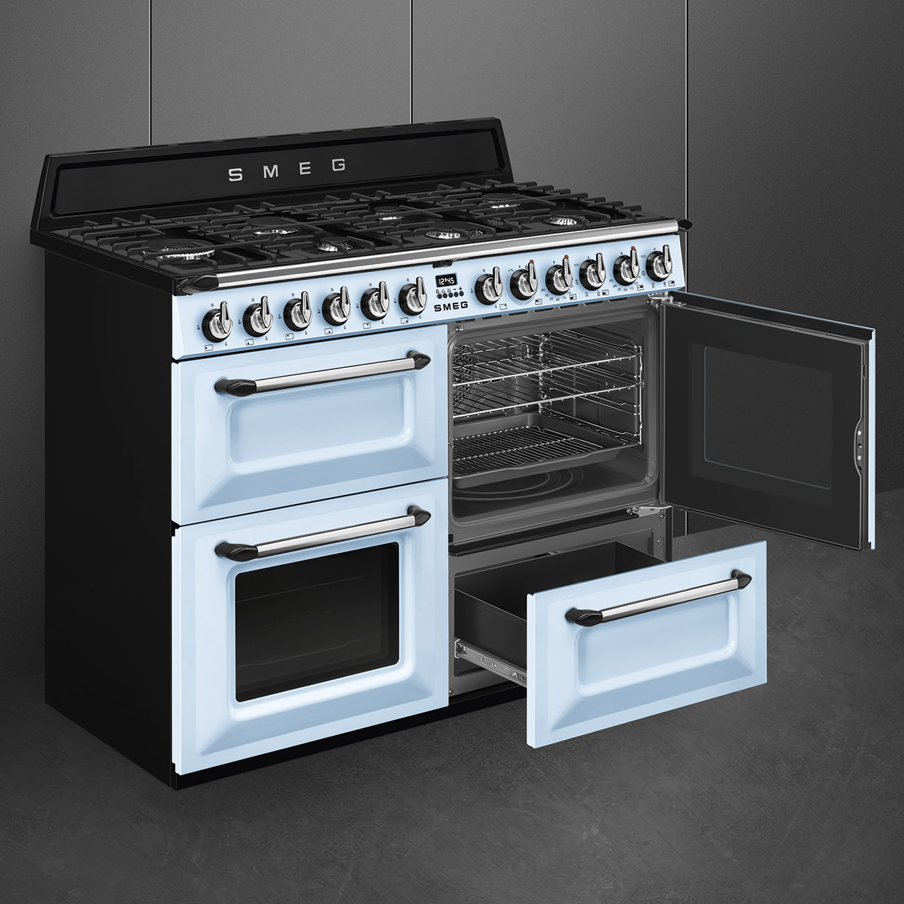 Smeg Pastel blue Cooker with Gas Hob_4