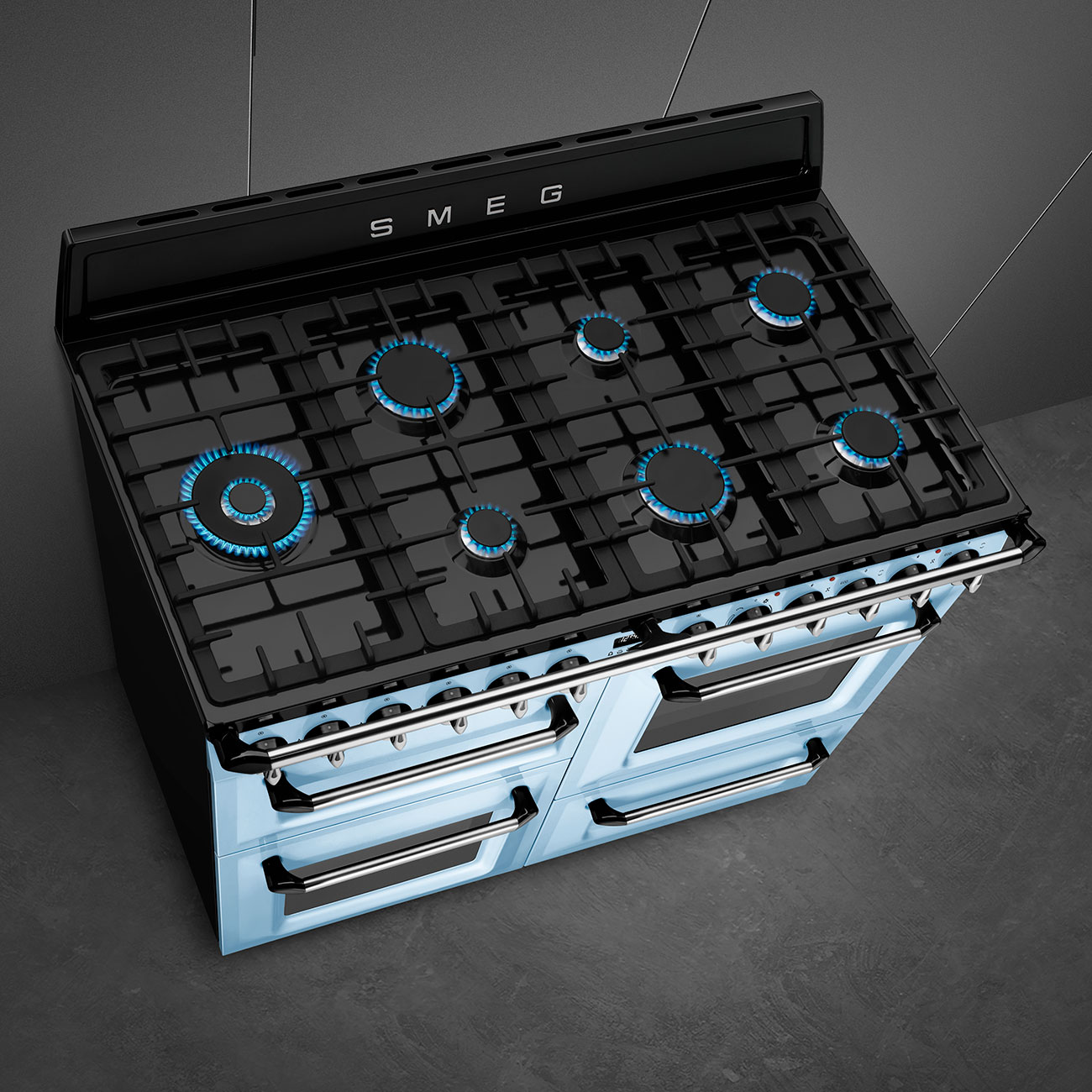 Smeg Pastel blue Cooker with Gas Hob_6